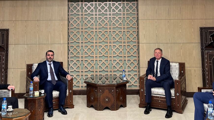 Syria's newly appointed foreign minister, Assad Hassan al-Shibani, meets with Polish officials in Damascus.