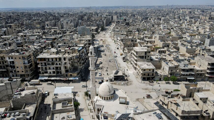 An aerial view shows the Halwaniya neighborhood in Aleppo, Syria on Apr. 12, 2025.