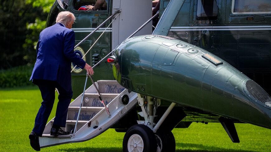 President Donald Trump boards Marine One on the South Lawn of the White House on May 12, 2025, in Washington.