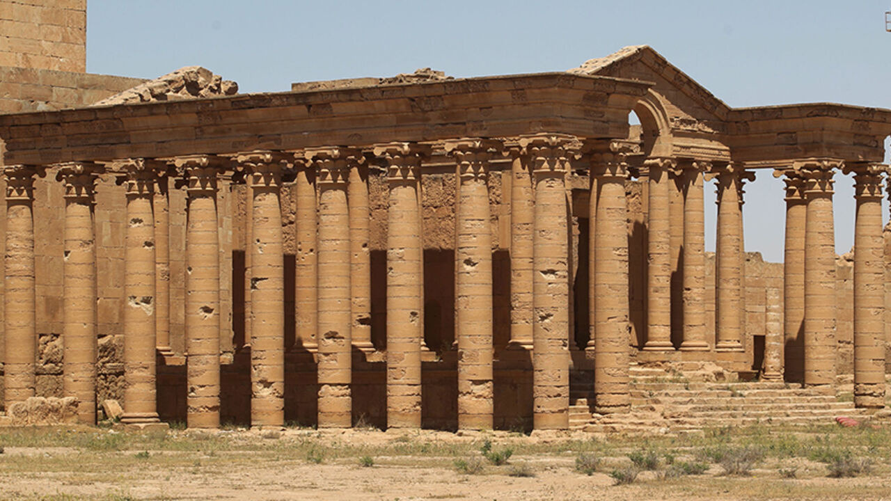 AFP_NW9RT A picture shows the UNESCO-listed ancient city of Hatra, south of Mosul, on April 27, 2017.
Iraqi forces retook the town of Hatra, southwest of Mosul, on the third day of an operation that saw them wrest back the archeological site from the Islamic State group. The ancient city is one of the heritage jewels of Iraq and was damaged by IS after they took over large parts of the country three years ago. / AFP PHOTO / AHMAD AL-RUBAYE (Photo credit should read AHMAD AL-RUBAYE/AFP/Getty Images)
