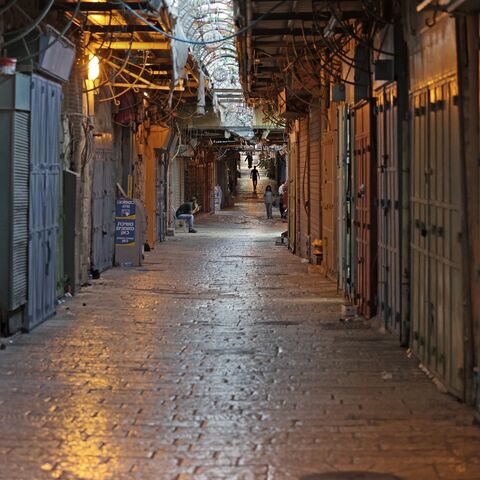 This picture shows closed shops in an alley of Jerusalem's Old City, on Sept. 11, 2024, amid the ongoing war between Israel and Palestinian militants. 