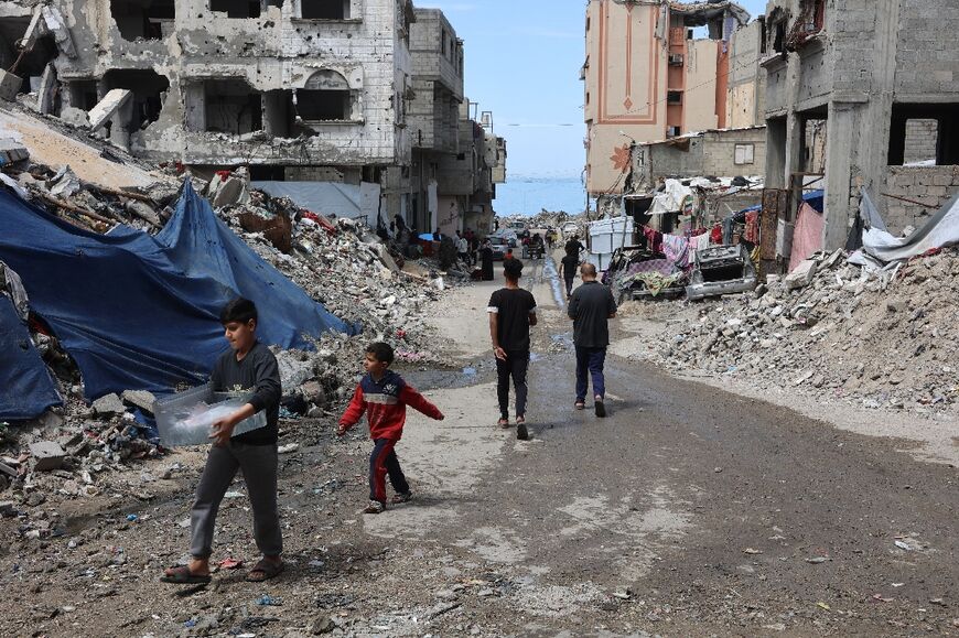 War damaged buildings in Gaza City -- Israel on March 18, 2025 resumed intensive military operations in the Palestinian territory